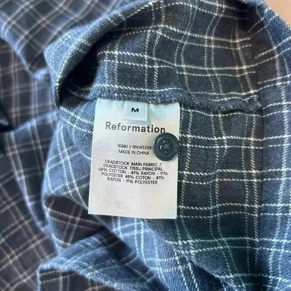 Reformation Jeans Celina Grid Deadstock Flannel Miniskirt Mini Tunic Dress Sz M - Picture 5 of 5